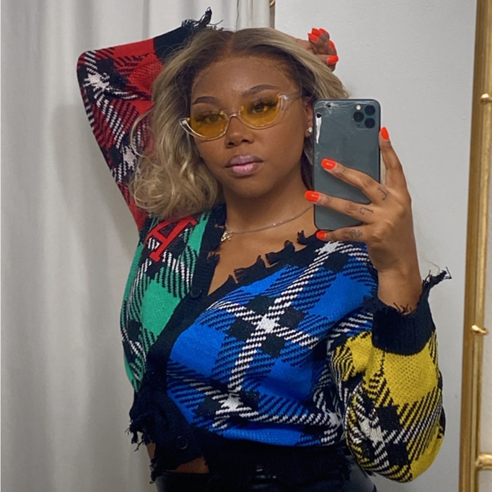 Colorblock Button Down Knitted Sweater